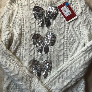 RARE Valentino White Sweater with Silver Accents, Retail ¥2900🔥🔥🔥original tag